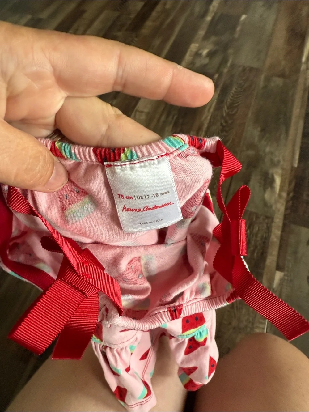 Hanna Andersson Pink Watermelon Print Sundress with Red Ties